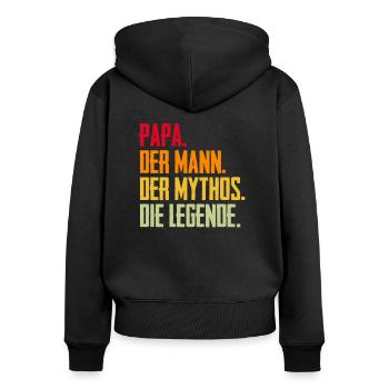 Papa Mann Mythos Legende - Frauen Premium Bio Zip Hoodie - Schwarz - Hinten - Julia (174cm)