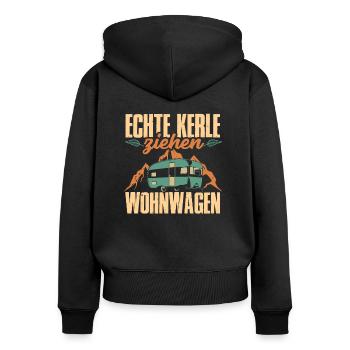 Echte Kerle ziehen Wohnwagen - Frauen Premium Bio Zip Hoodie - Schwarz - Hinten - Julia (174cm)
