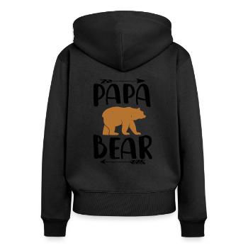 Papa Baer - Frauen Premium Bio Zip Hoodie - Schwarz - Hinten - Julia (174cm)