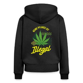 Keine Pflanze ist Illegal - Frauen Premium Bio Zip Hoodie - Schwarz - Hinten - Julia (174cm)