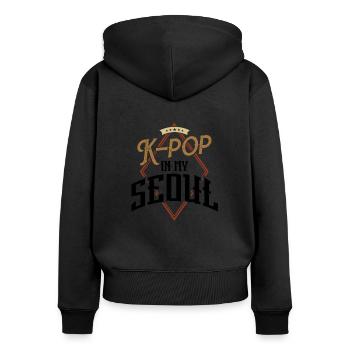 Korean Pop Kpop Musik Korea Kdrama - Frauen Premium Bio Zip Hoodie - Schwarz - Hinten - Julia (174cm)