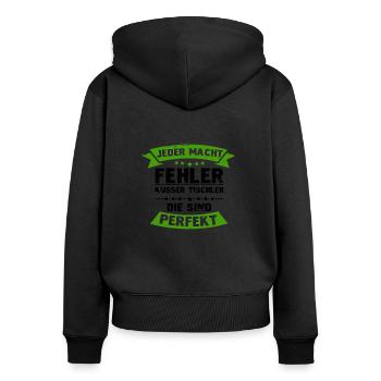 Tischler werden nicht aelter - Frauen Premium Bio Zip Hoodie - Schwarz - Hinten - Julia (174cm)