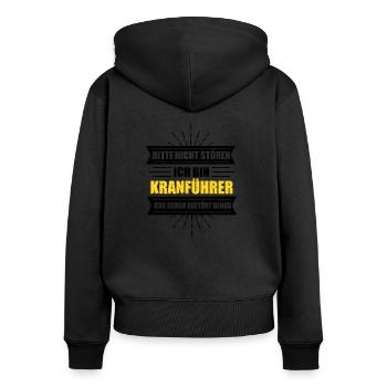 Kran - Frauen Premium Bio Zip Hoodie - Schwarz - Hinten - Julia (174cm)
