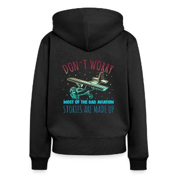 Pilote Vol Aviator Vol Cadeau - Sweat à capuche zippé Premium bio Femme - noir - Dos - Julia (174cm)