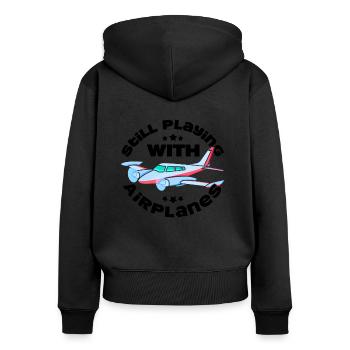 Still Playing with Airplanes Pilote Pilote Pilote - Sweat à capuche zippé Premium bio Femme - noir - Dos - Julia (174cm)