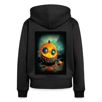 Halloween pumpkin with big eyes - Women's Premium Organic Zip Hoodie - black - Back - Julia (174cm)