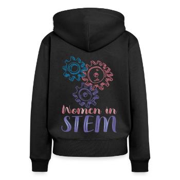 Women In Stem - Ingénierie - Sweat à capuche zippé Premium bio Femme - noir - Dos - Julia (174cm)