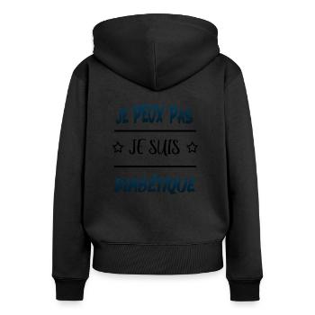 Je peux pas je suis diabétique - Sweat à capuche zippé Premium bio Femme - noir - Dos - Julia (174cm)