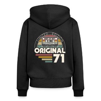 Jahrgang 1971 Retro Vintage Geburtstag - Frauen Premium Bio Zip Hoodie - Schwarz - Hinten - Julia (174cm)