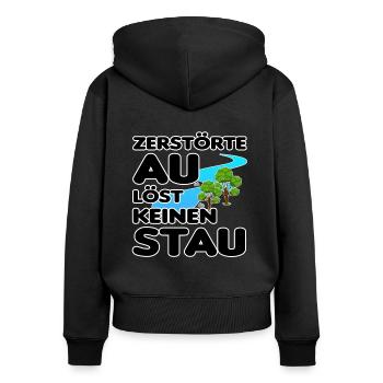 Zerstörte AU Löst Keinen Stau | Naturschutz - Frauen Premium Bio Zip Hoodie - Schwarz - Hinten - Julia (174cm)