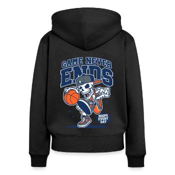 Basket-ball Joueurs de basket-ball - Sweat à capuche zippé Premium bio Femme - noir - Dos - Julia (174cm)