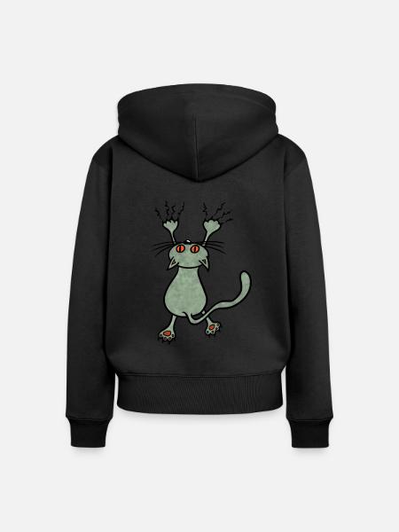Wilde Katze grün - Frauen Premium Bio Zip Hoodie - 