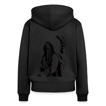 Indian chief - Women's Premium Organic Zip Hoodie - black - Back - Julia (174cm)