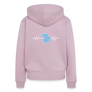 My heart beats Bavarian ECG Free State of Bavaria - Women's Premium Organic Zip Hoodie - dusky pink - Back - Julia (174cm)