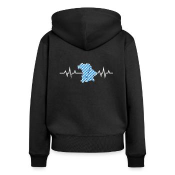 Mein Herz Schlägt Bayrisch EKG Freistaat Bayern - Frauen Premium Bio Zip Hoodie - Schwarz - Hinten - Julia (174cm)