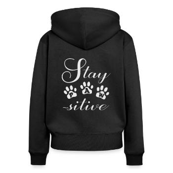 Chien chiens vue positive humour cadeau - Sweat à capuche zippé Premium bio Femme - noir - Dos - Julia (174cm)