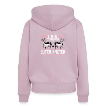 Landwirt Milchbauer Kühe Melken - Frauen Premium Bio Zip Hoodie - Altrosa - Hinten - Julia (174cm)