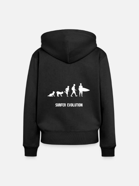 Surfer evolution evolution - Frauen Premium Bio Zip Hoodie - Schwarz