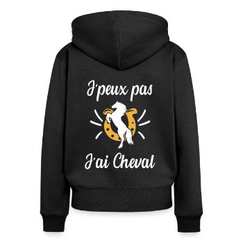 j'peux pas j'ai cheval - Sweat à capuche zippé Premium bio Femme - noir - Dos - Julia (174cm)