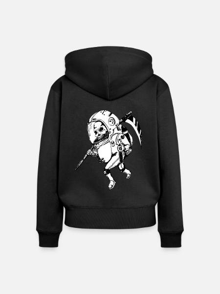 space Skull - Premium luomulaatuinen naisten vetoketjuhuppari - musta