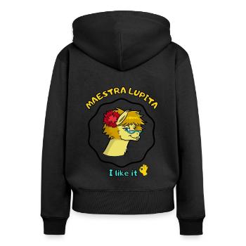 Professeur Lupita - Sweat à capuche zippé Premium bio Femme - noir - Dos - Julia (174cm)