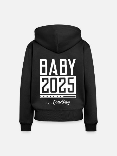 Baby 2025 Loading - Frauen Premium Bio Zip Hoodie - Schwarz