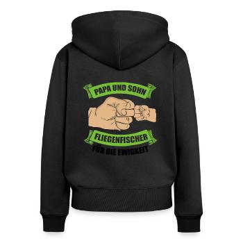 Fliegenfischen Fischen Angeln Angler Fischer - Frauen Premium Bio Zip Hoodie - Schwarz - Hinten - Julia (174cm)