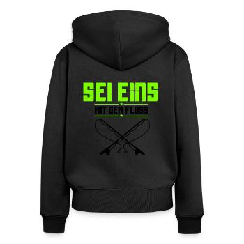 Locker bleiben Papa macht das schon - Frauen Premium Bio Zip Hoodie - Schwarz - Hinten - Julia (174cm)