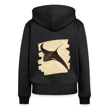 Raies Manta Rétro - Sweat à capuche zippé Premium bio Femme - noir - Dos - Julia (174cm)