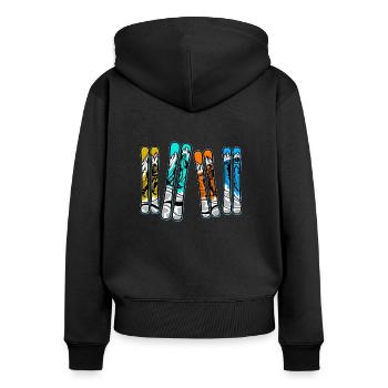 Skifahren Ski Ski Ski Winter Sport Ski - Frauen Premium Bio Zip Hoodie - Schwarz - Hinten - Julia (174cm)