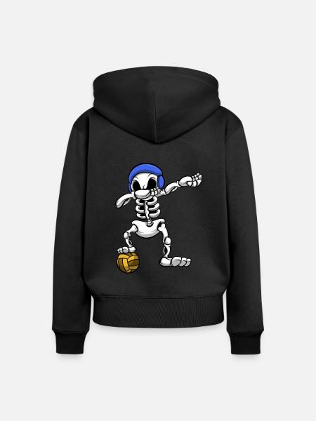 Wasserball-Teamplayer Dabbing Skeleton Wassersport - Frauen Premium Bio Zip Hoodie - Schwarz