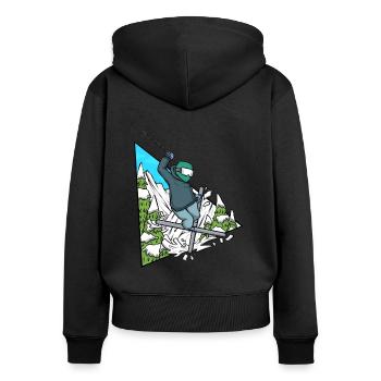 Skifahren Ski Ski Ski Winter Sport Ski - Frauen Premium Bio Zip Hoodie - Schwarz - Hinten - Julia (174cm)