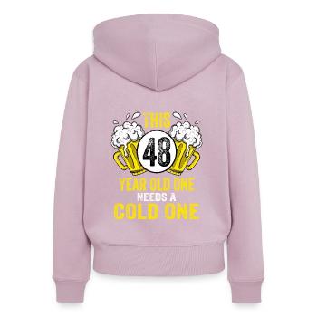 Männer Bier Geburtstag Lustig 48 Jahre alt Bierliebhaber - Frauen Premium Bio Zip Hoodie - Altrosa - Hinten - Julia (174cm)
