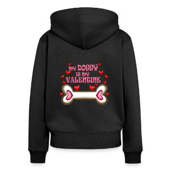Chien pour filles Propriétaire de chien Amoureux des chiens Saint-Valentin - Sweat à capuche zippé Premium bio Femme - noir - Dos - Julia (174cm)