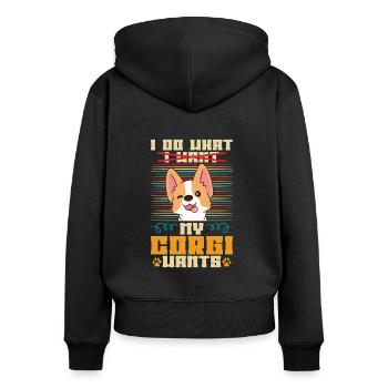 Corgi Pour les amoureux de Corgi Corgi Propriétaire - Sweat à capuche zippé Premium bio Femme - noir - Dos - Julia (174cm)