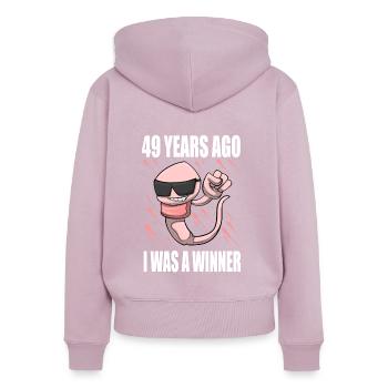 Man Sperm Birthday 49 Year Old - Women's Premium Organic Zip Hoodie - dusky pink - Back - Julia (174cm)