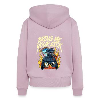 Seuchendoktor-Outfit Seuchendoktor-Maske Medikamente - Frauen Premium Bio Zip Hoodie - Altrosa - Hinten - Julia (174cm)