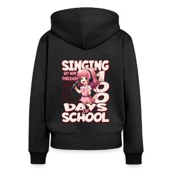 100. Tag Der Schulgesundkostüm 100 Schultage - Frauen Premium Bio Zip Hoodie - Schwarz - Hinten - Julia (174cm)