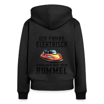 Ich fahre Elektrisch Kirmes Autoscooter - Frauen Premium Bio Zip Hoodie - Schwarz - Hinten - Julia (174cm)