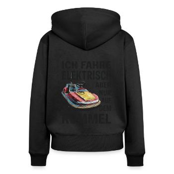 Ich fahre Elektrisch Kirmes Autoscooter - Frauen Premium Bio Zip Hoodie - Schwarz - Hinten - Julia (174cm)