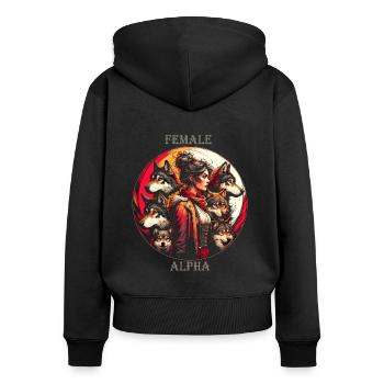 Essence d’ alpha - Sweat à capuche zippé Premium bio Femme - noir - Dos - Julia (174cm)