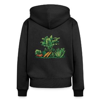 Permakultur Lebensmittel Compost - Frauen Premium Bio Zip Hoodie - Schwarz - Hinten - Julia (174cm)