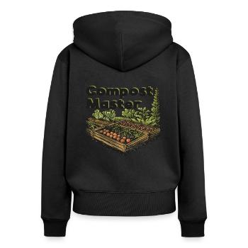 Permakultur Lebensmittel Compost - Frauen Premium Bio Zip Hoodie - Schwarz - Hinten - Julia (174cm)