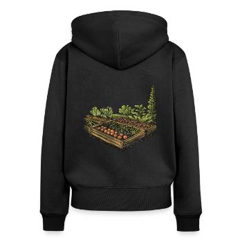 Permakultur Lebensmittel Compost - Frauen Premium Bio Zip Hoodie - Schwarz - Hinten - Julia (174cm)