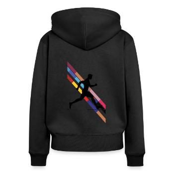 Conception de course pour les coureurs au marathon - Sweat à capuche zippé Premium bio Femme - noir - Dos - Julia (174cm)