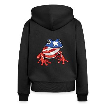 Coqui Frog Symbol Taino Boricua Puerto - Women's Premium Organic Zip Hoodie - black - Back - Julia (174cm)