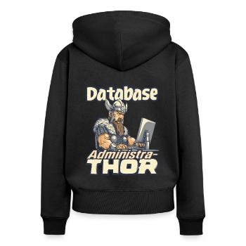 Viking Databaseadministra-thor Nerdy - Frauen Premium Bio Zip Hoodie - Schwarz - Hinten - Julia (174cm)