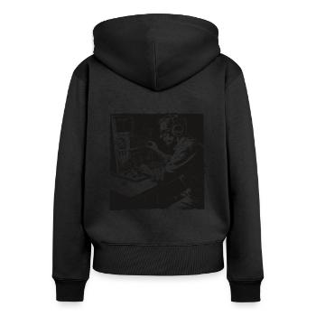 Stolzer Amateurfunk-betreiber - Frauen Premium Bio Zip Hoodie - Schwarz - Hinten - Julia (174cm)