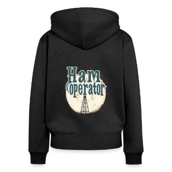 Stolzer Amateurfunk-betreiber - Frauen Premium Bio Zip Hoodie - Schwarz - Hinten - Julia (174cm)