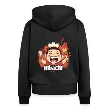 Hibachi Teppanyaki Bbq Japanische Küche - Frauen Premium Bio Zip Hoodie - Schwarz - Hinten - Julia (174cm)